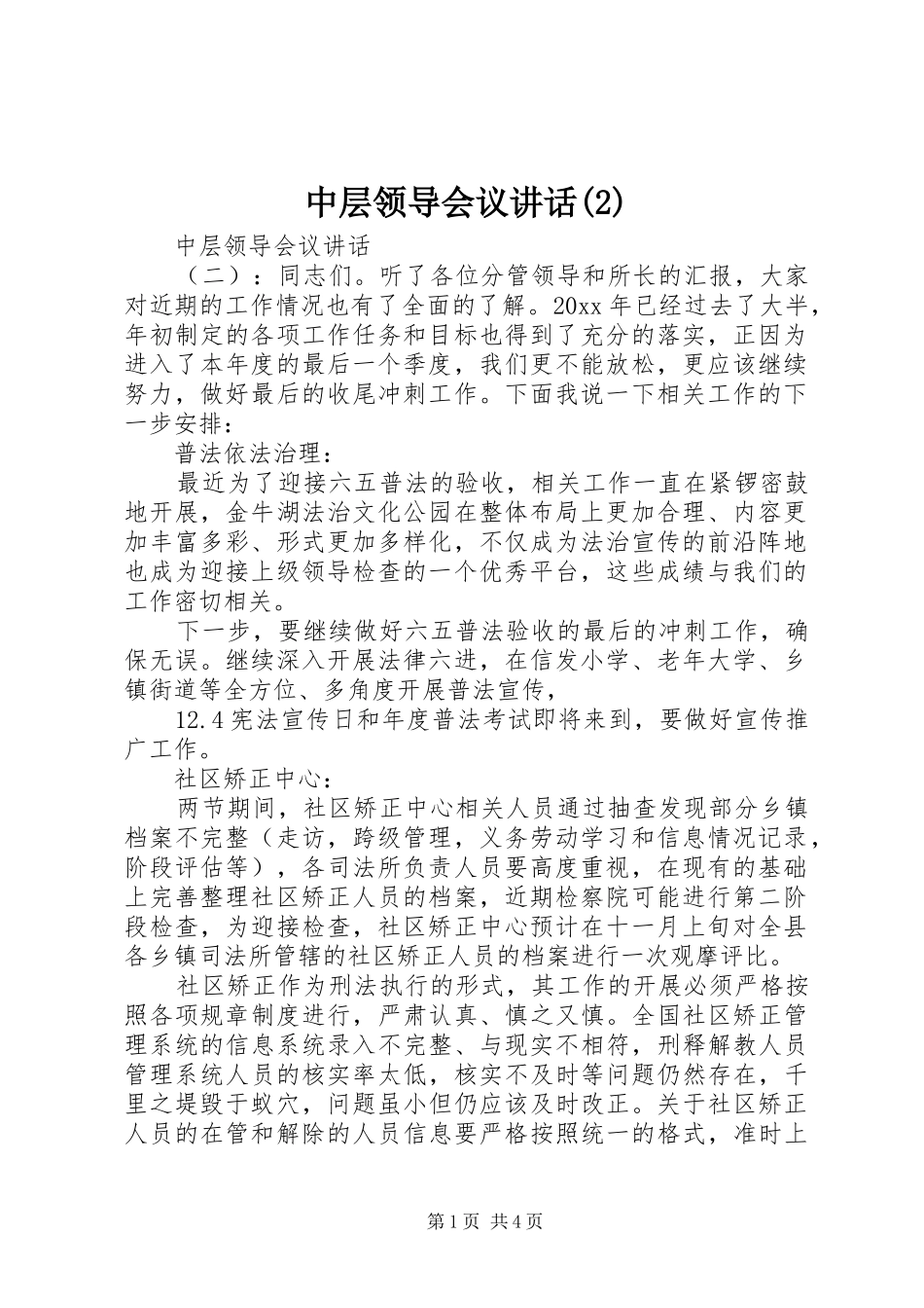 中层领导会议讲话发言_第1页