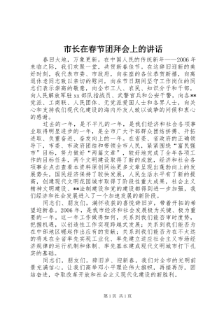 市长在春节团拜会上的讲话发言