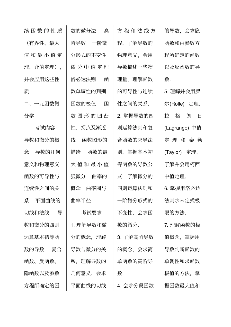 全国硕士研究生入学统一考试数学一考试大纲_第2页