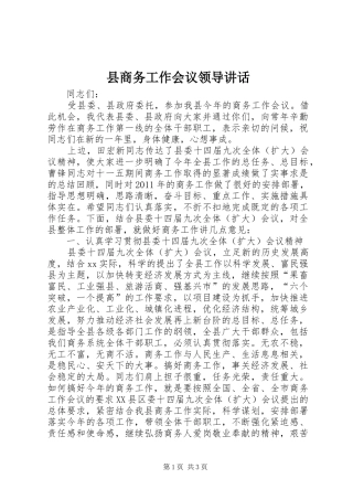 县商务工作会议领导讲话发言