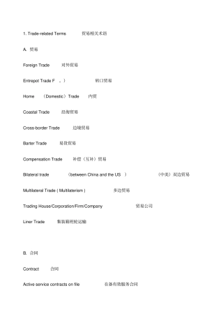 全套外贸术语贸易术语中英文对照