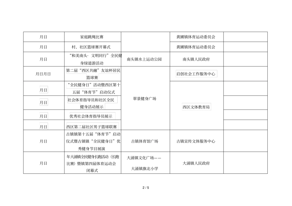 全民健身日系列活动计划统计表_第2页
