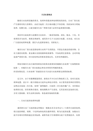 污泥处置概述