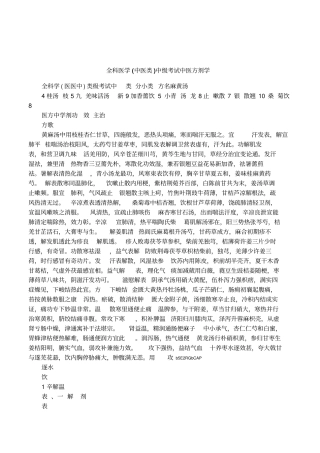 全科医学中医类中级考试中医方剂学