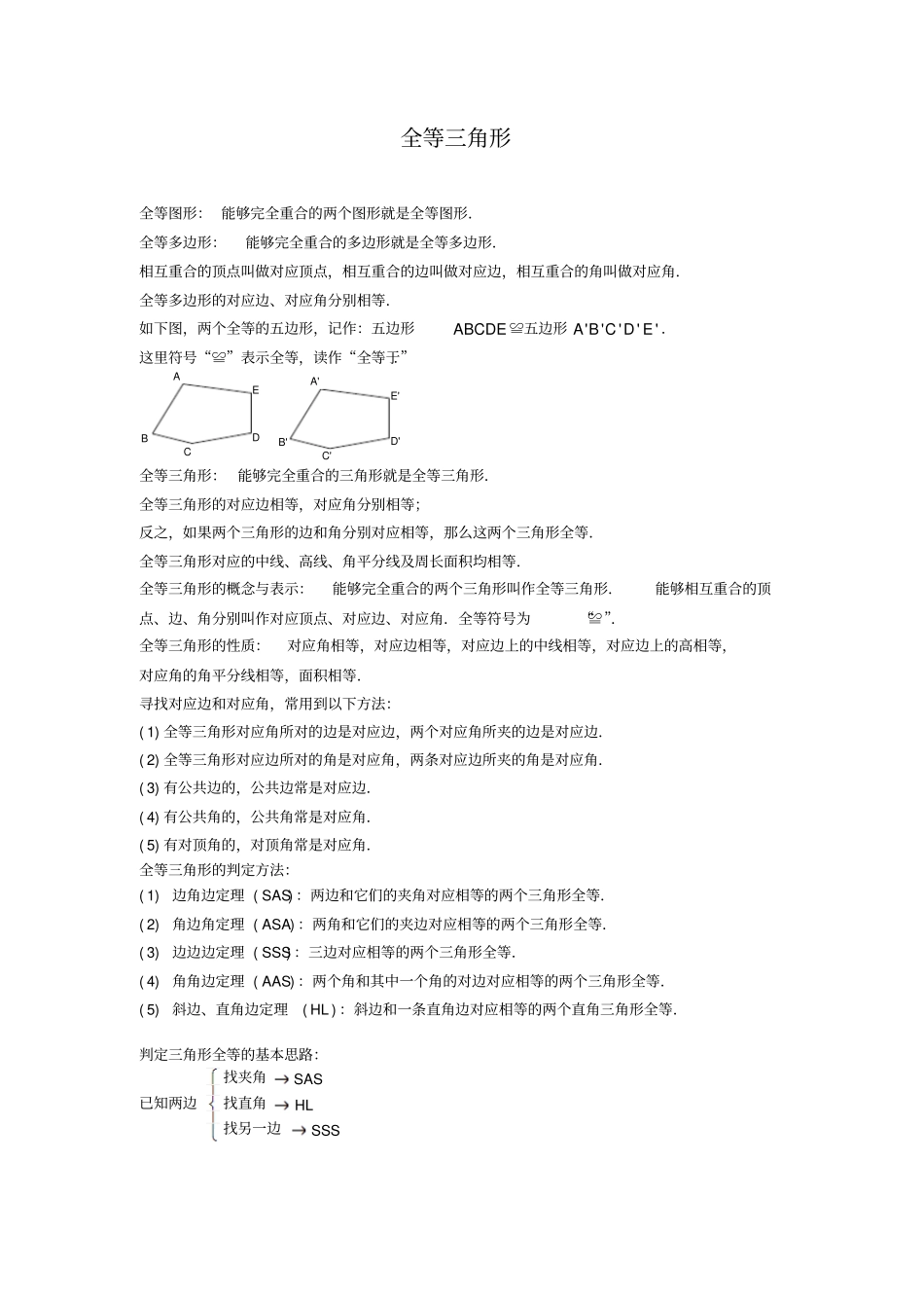 全等三角形各种类型证明培优经典_第1页