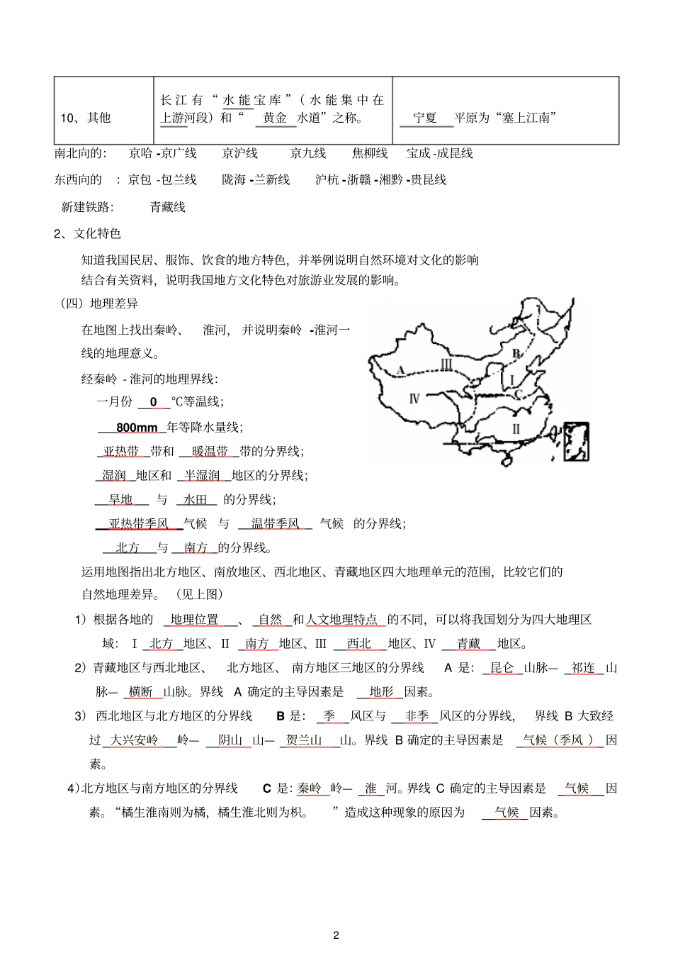 八年级地理考点复习答案剖析_第2页