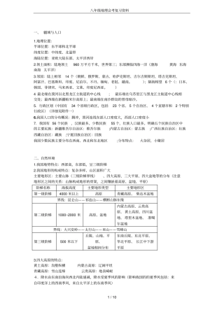 八年级地理会考复习资料