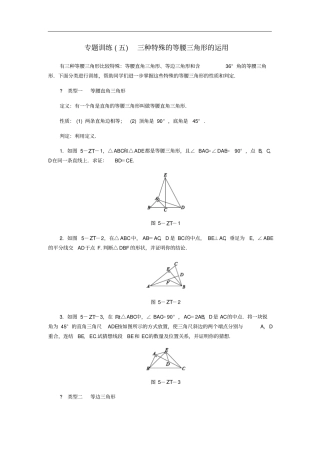 八年级数学上册全等三角形专题训练五三种特殊的等腰三角形的运用练习新版华东师大版