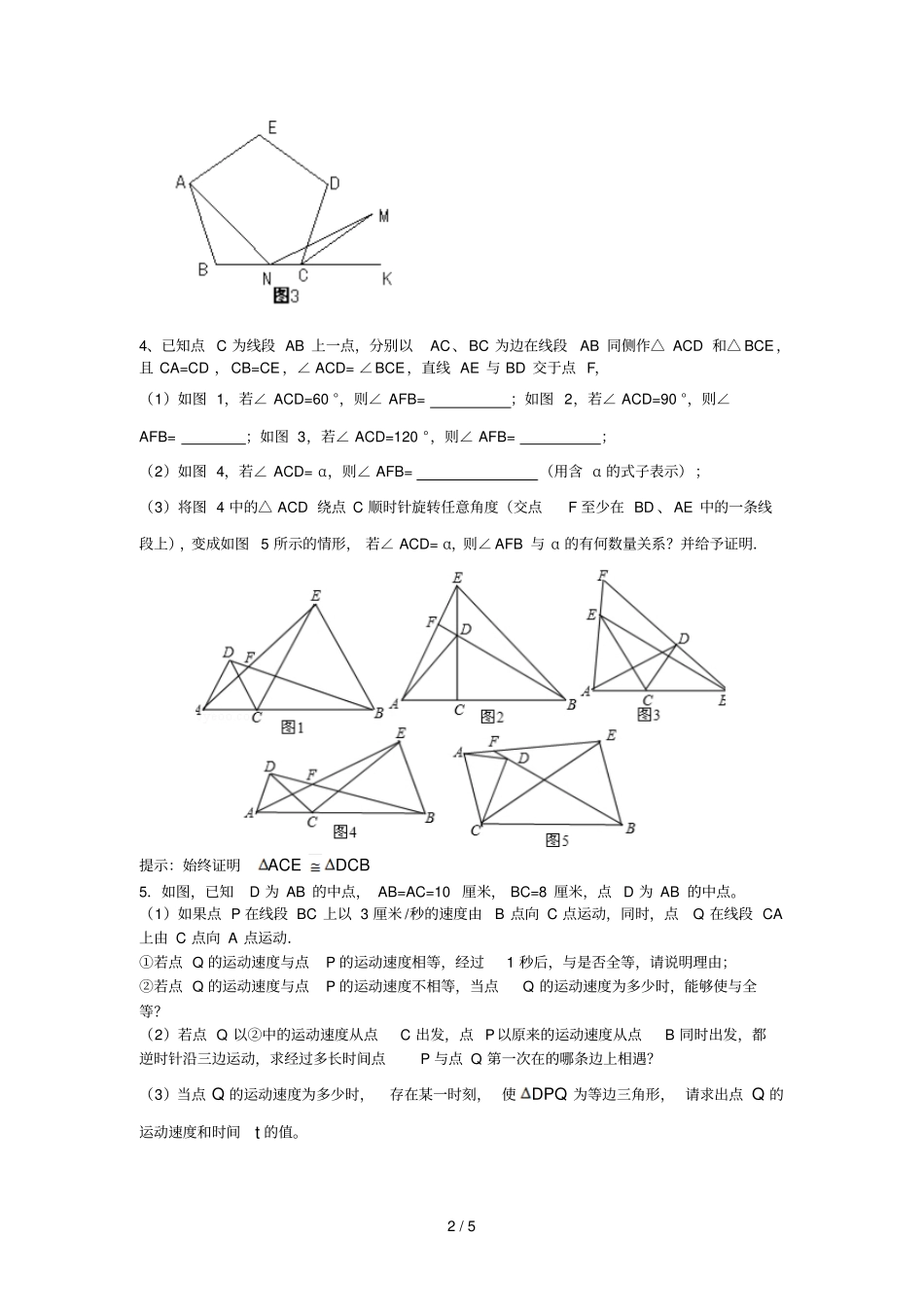 八年级数学上册压轴题专题测验_第2页