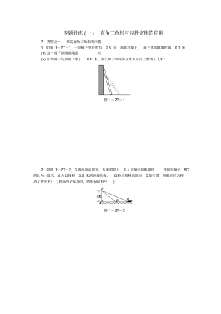 八年级数学下册直角三角形专题训练一直角三角形与勾股定理的应用练习新版湘教版