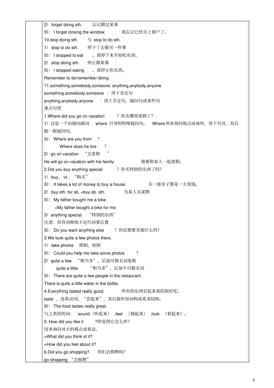 八年级英语上册Unit1Wheredidyougoonvacation讲义+习题新版人教新目标版_第3页