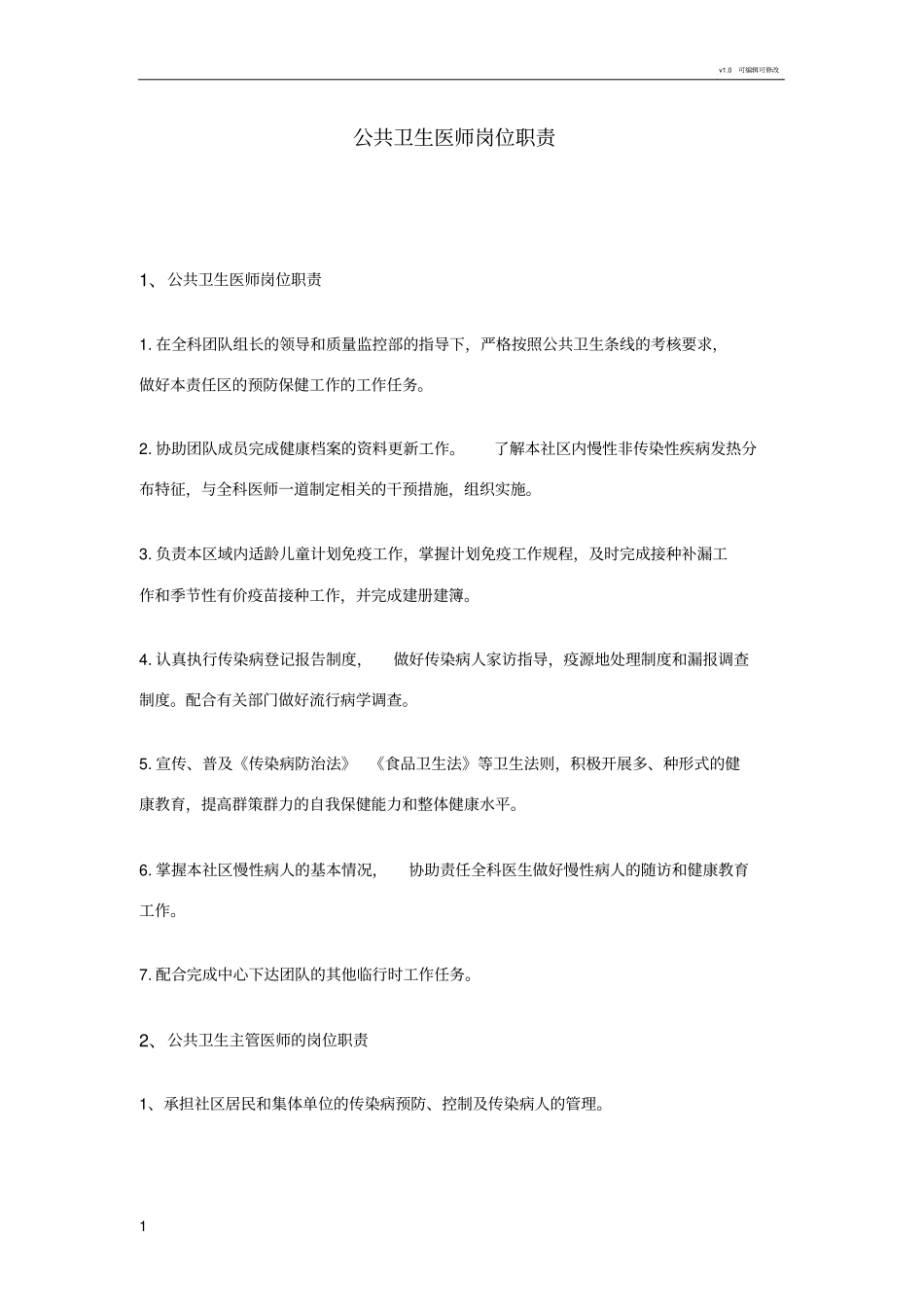 公共卫生医师岗位职责_第1页