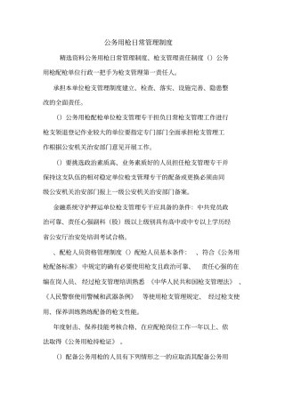 公务用枪日常管理制度
