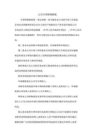 公司专利管理制度
