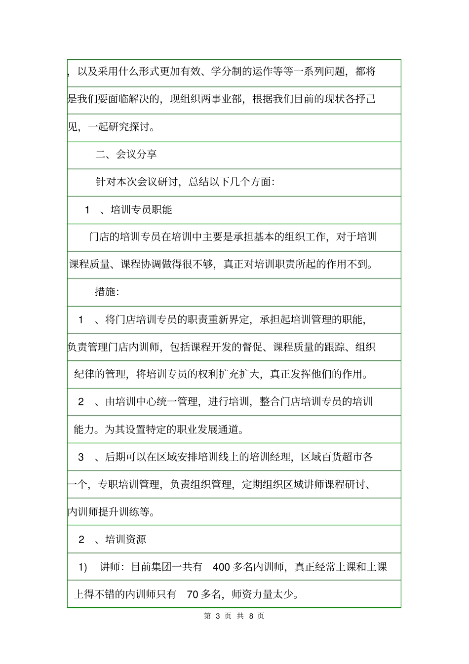 公司员工培训会议纪要范文会议纪要_第3页