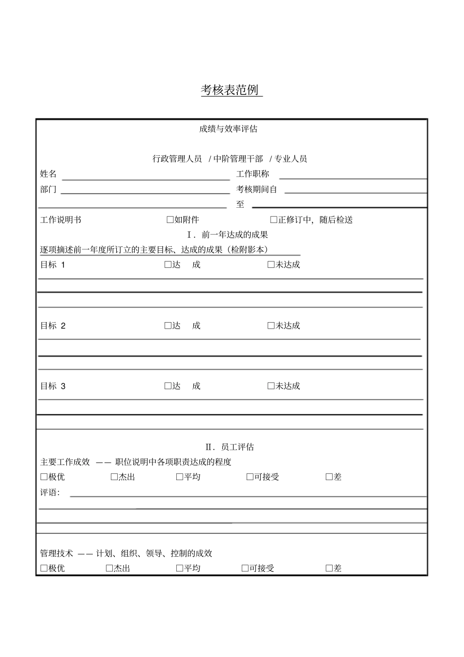 公司员工考核表范例_第1页