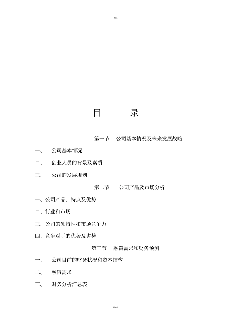 公司商业融资计划书模板_第2页