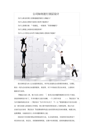 公司如何进行顶层设计