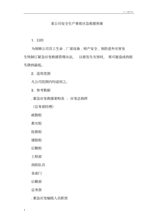 公司安全生产事故应急救援预案