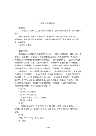 公司宣传片策划范文