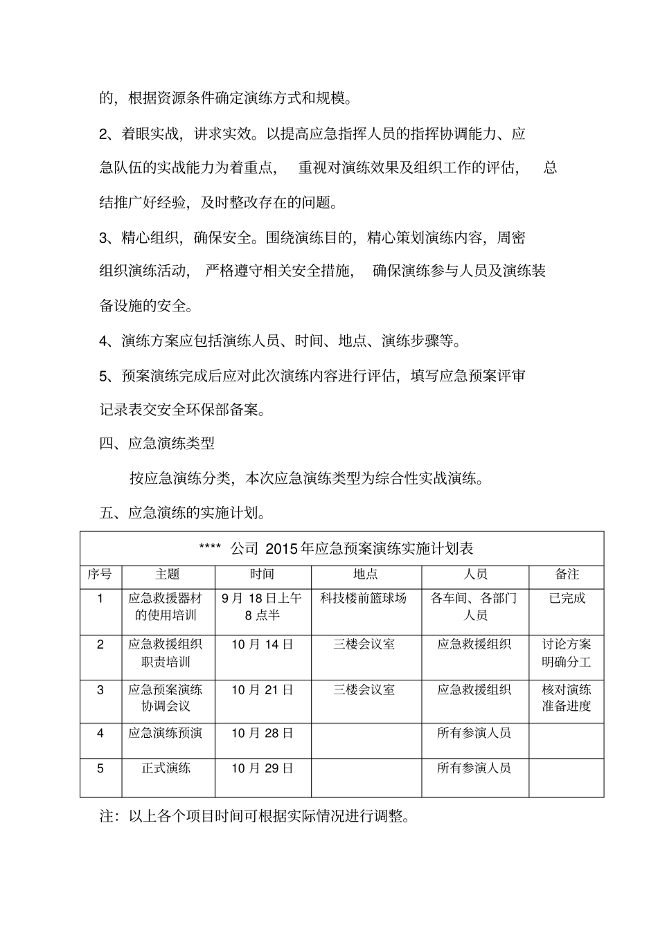 公司应急救援预案演练计划_第2页