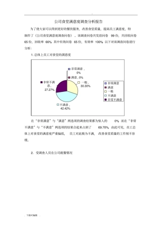 公司食堂满意度调查分析报告文案