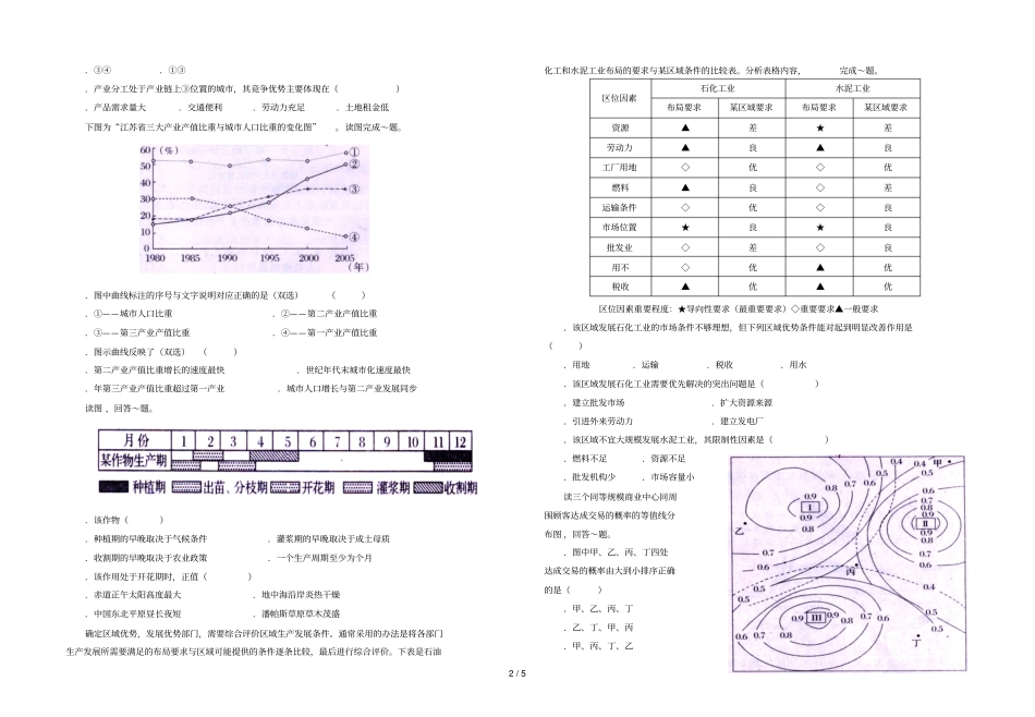 公安三中高一年级5月考试地理试卷_第2页