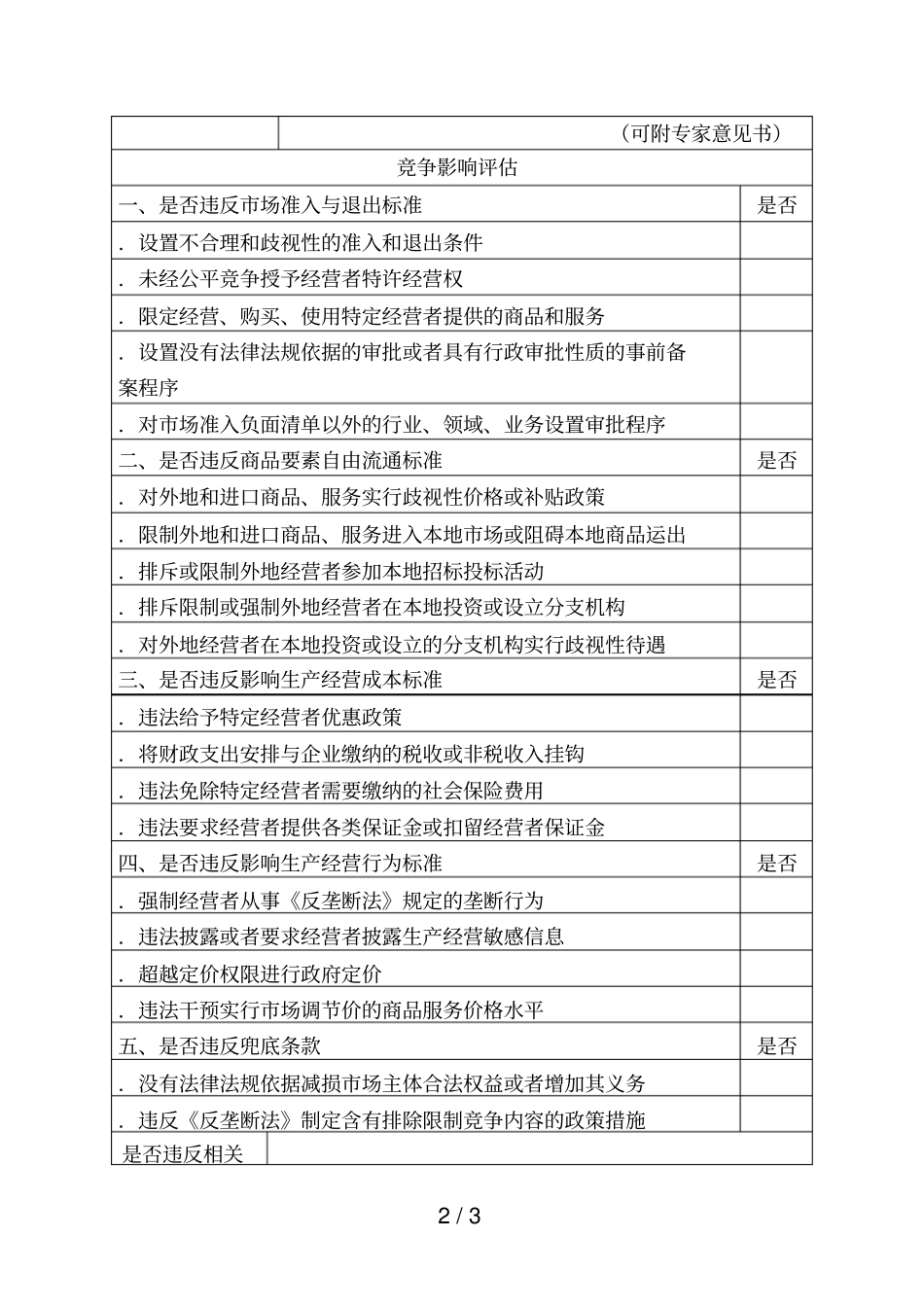 公平竞争审查表_第2页