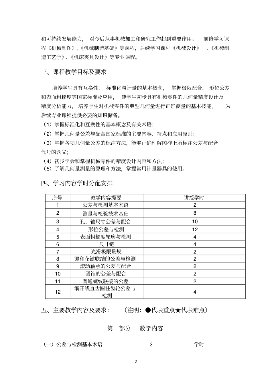 公差配合与技术测量课程标准_第2页