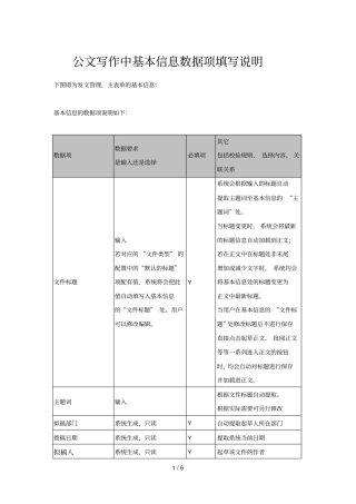 公文写作中基本信息数据项填写详细说明