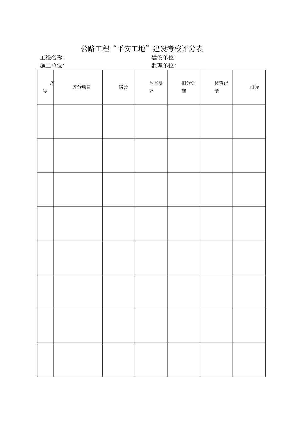 公路工程安全检查评分表_第1页