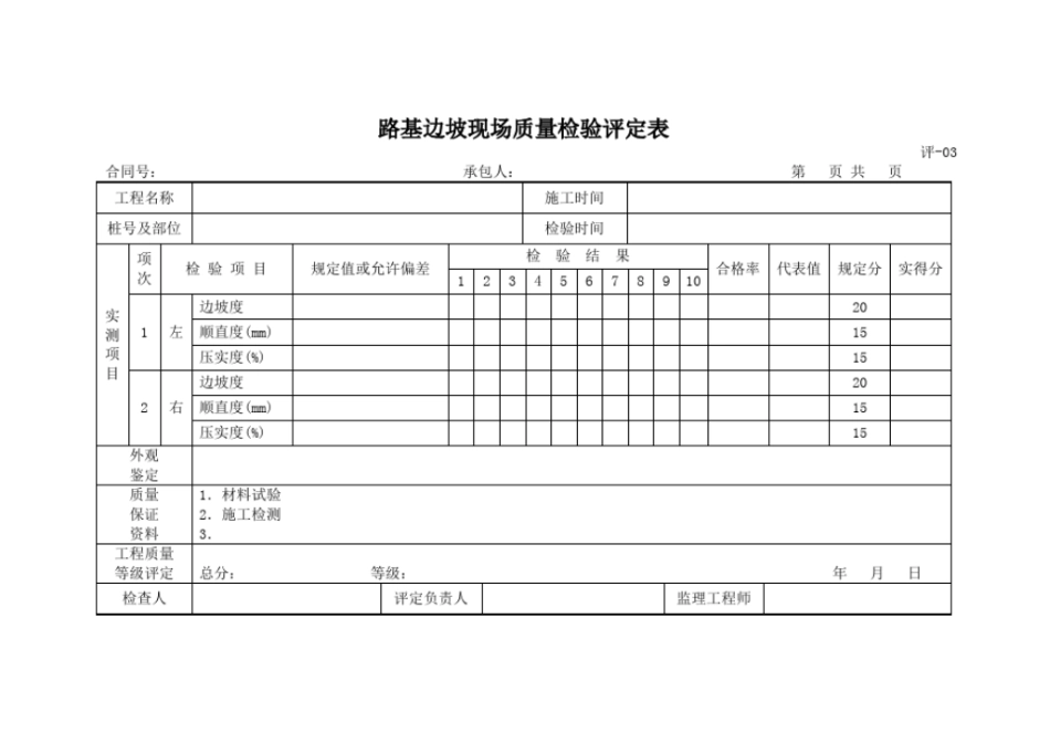 公路工程质量评定表_第3页