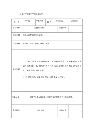 六下科学试验报告单