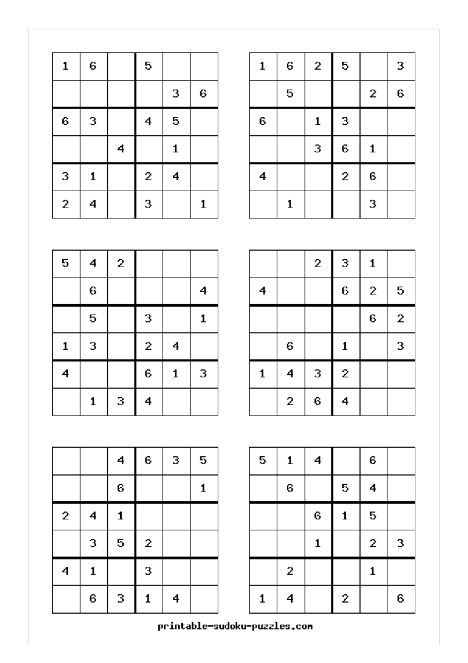六宫格数独练习题可直接打印-每6题-共26_第3页