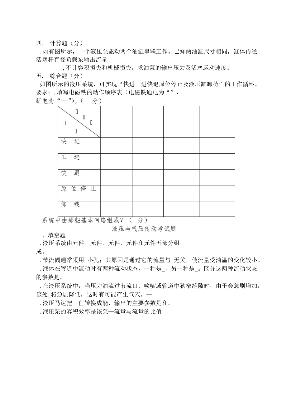 液压与气压传动考试题及答案_第3页