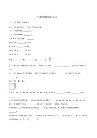 六年级下册数学试题--小升初刷题演练三苏教版含答案