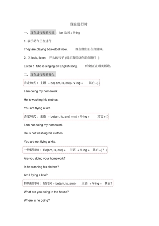 六年级下册英语专项试卷-现在进行时通用版