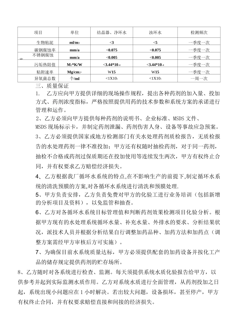 炼钢厂水处理药剂技术协议书范本_第3页