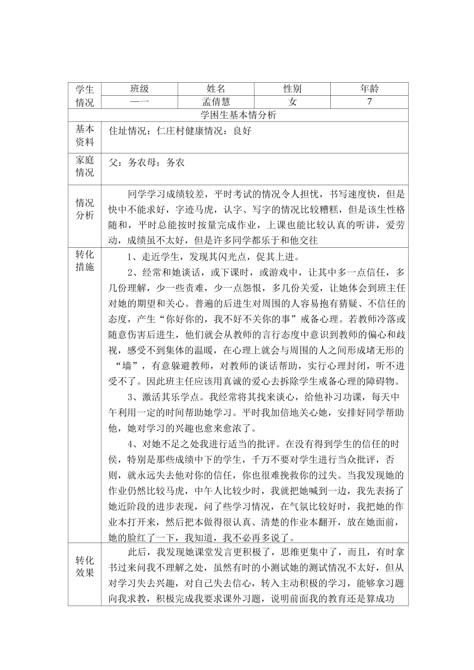 学困生转化情况记录表_第2页