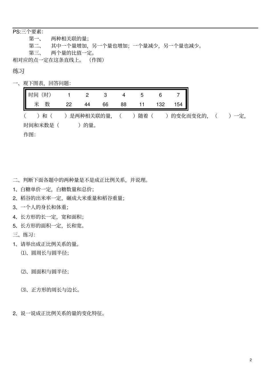 六年级数学正比例和反比例的意义性质+练习+总结_第2页