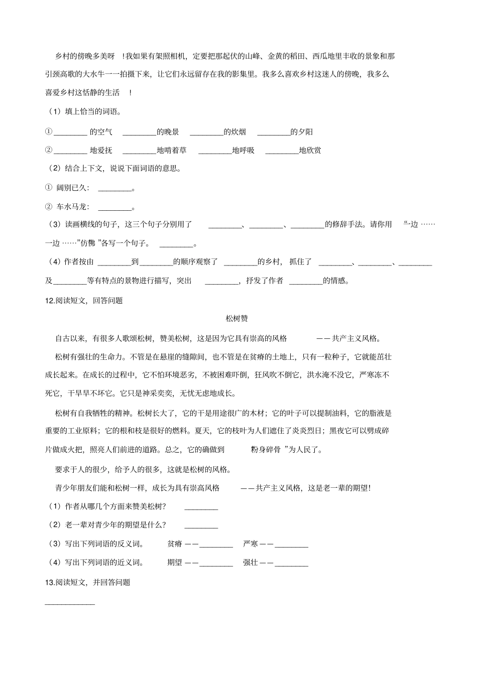 六年级语文下册试题：2019江苏徐州小升初全真模拟试卷二苏教版_含答案_第3页