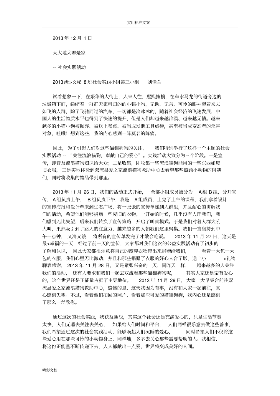 关爱流浪动物社会实践精彩活动报告材料_第3页