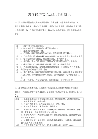 燃气锅炉安全运行培训知识