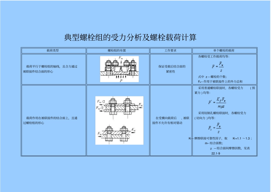 典型螺栓组的受力分析及螺栓载荷计算_第1页
