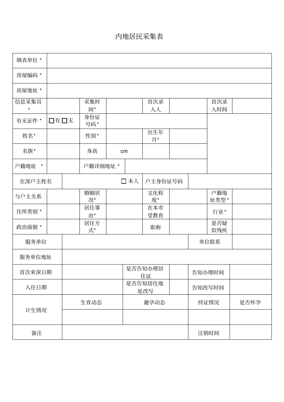 内地居民采集表最新文档_第2页