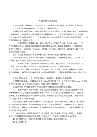 内窥镜室护士年终总结