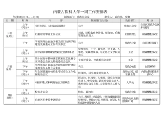 内蒙古医科大学一周工作安排表