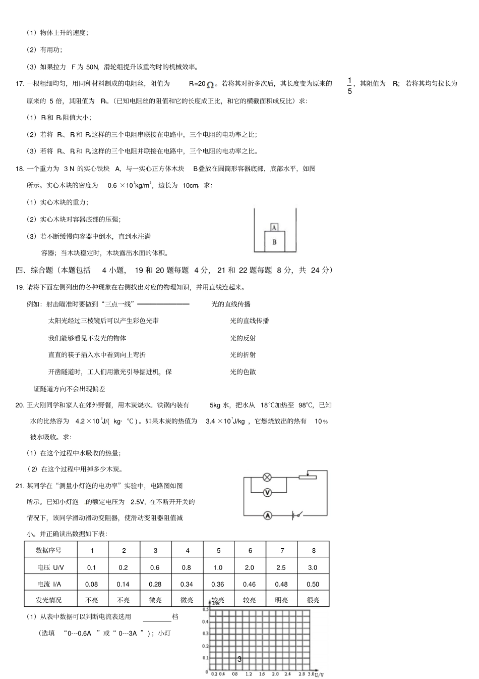 内蒙古呼和浩特2015年中考物理试题版,含答案_第3页