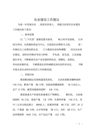 农业建设工作建议