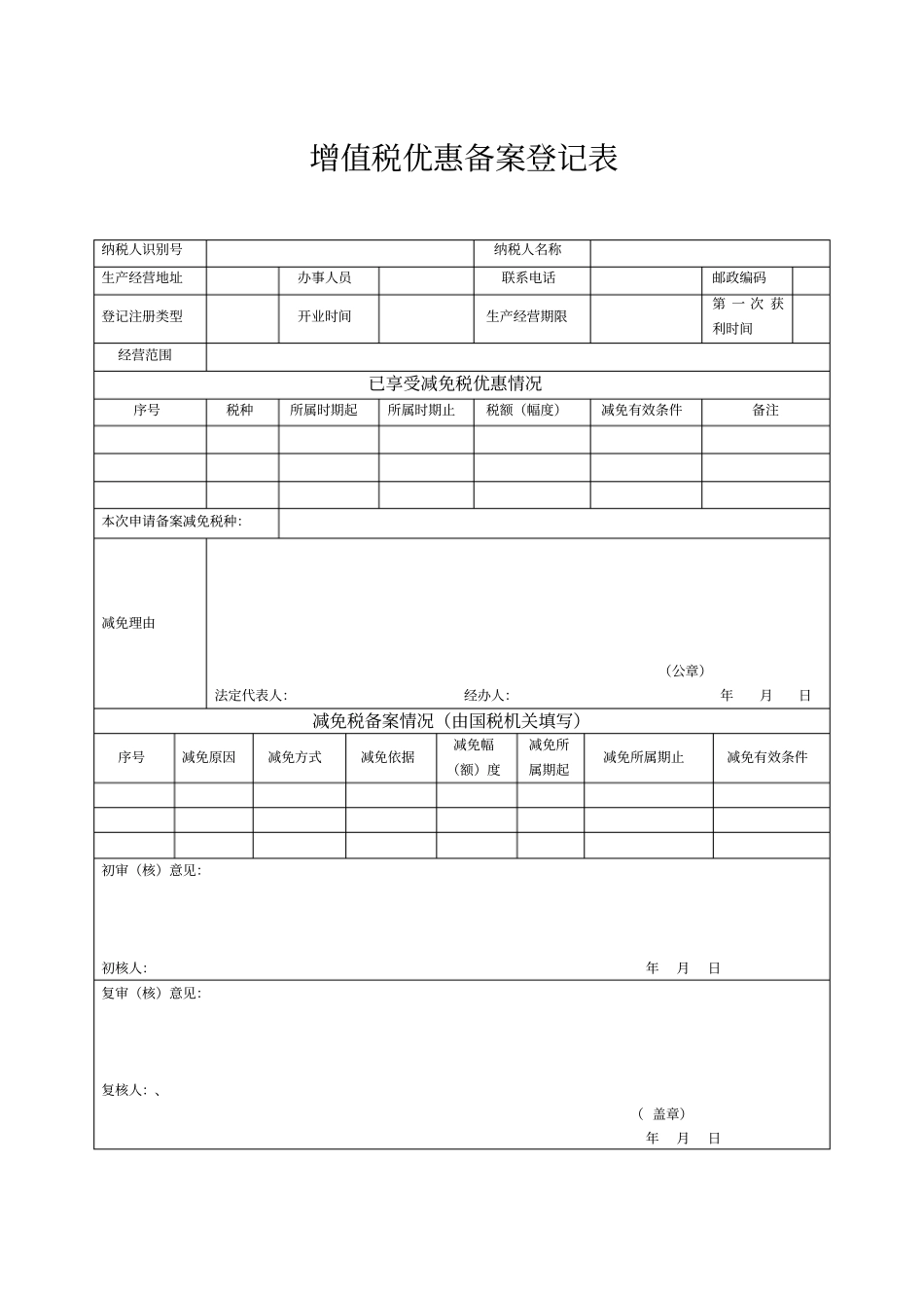 农业的增值税所得税优惠备案流程、登记表_第3页